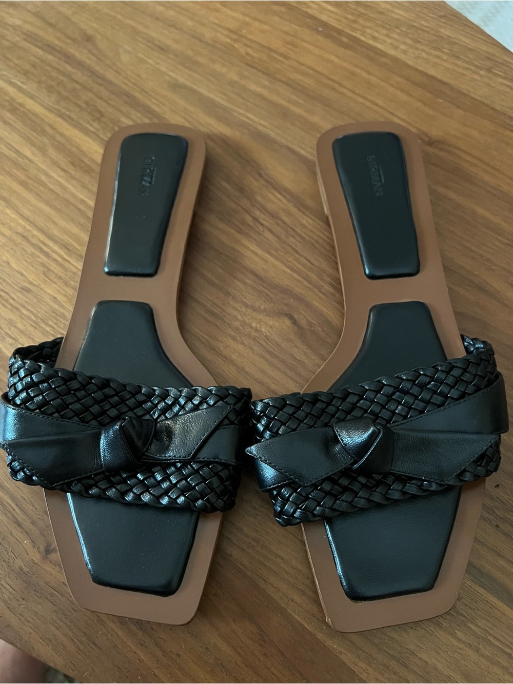Alexandre Birman Black Leather Braided Slide  Flat Sandals Women's Sz 40 1/2